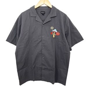 Embroidered Mushroom Cotton Camp Shirt Men's Large